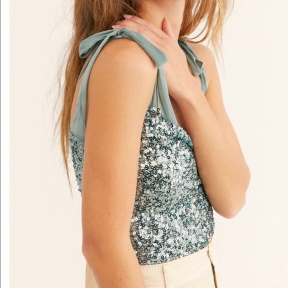REVOLVE FREE PEOPLE Hey Girl Sequin Cami In Blue Moon - Picture 4 of 5
